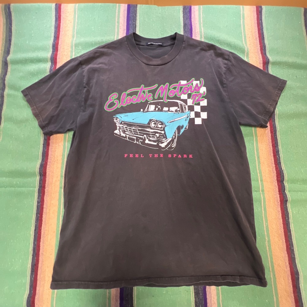 Brandy Melville Electric Motors Graphic Tee Womens OS Black Car Vintage Style